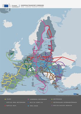 Map of European Union Trans-European Transport Network (TEN-T)