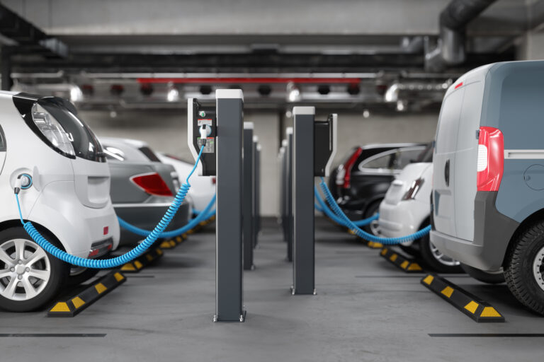 Charging Electric Cars In Parking Garage